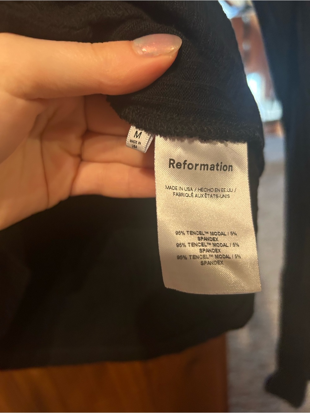 Reformation Black Ribbed Button-Front Collared Top - Picture 4 of 5